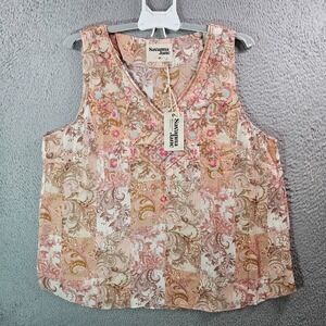 NEW Savanna Jane Sleeveless Tank Top Women 2X Geometric Embroidered‎ Rose Pink